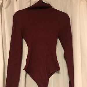 NWB Dark Wine Turtleneck Bodysuit Size: Large